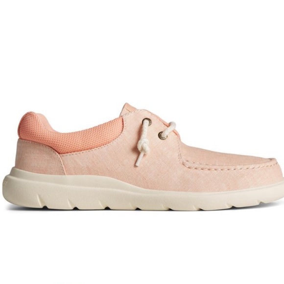 NWT SPERRYS captains moc chambray peach - Picture 2 of 7